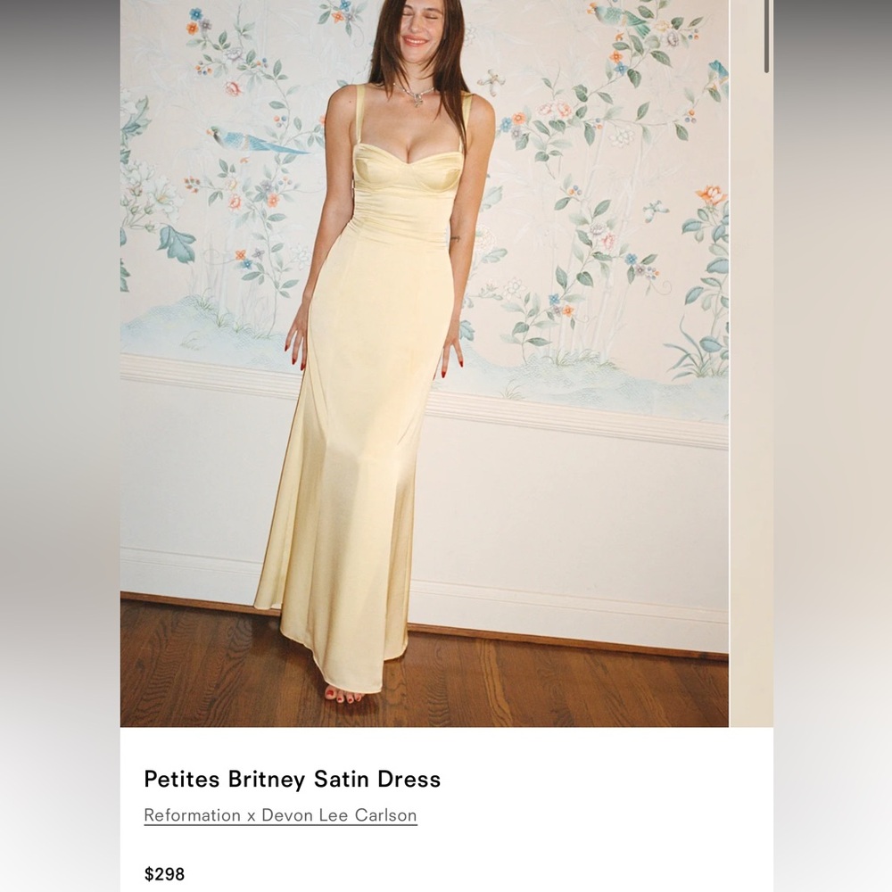 Reformation Butter Yellow Satin Gown